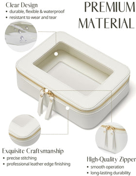 Popvibe Clear Makeup Bag set displayed with makeup items inside