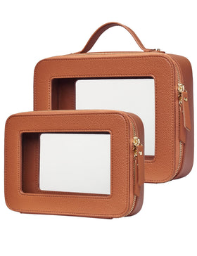 Popvibe Clear Makeup Bag Set front view with two sizes