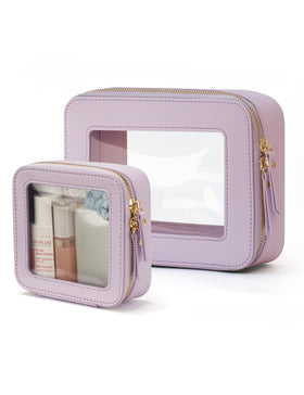 Popvibe Clear Makeup Bag Set in Purple, Mini and Medium sizes