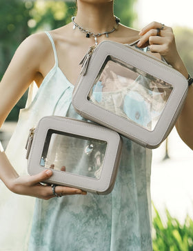 Popvibe Clear Makeup Bag Set large size measuring 9.6'' x 7.5''