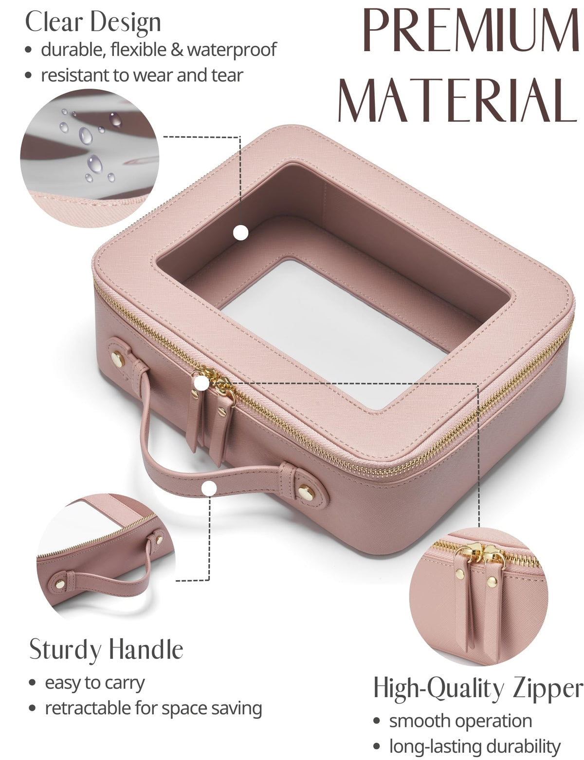Popvibe Clear Makeup Bag Set medium size dimensions