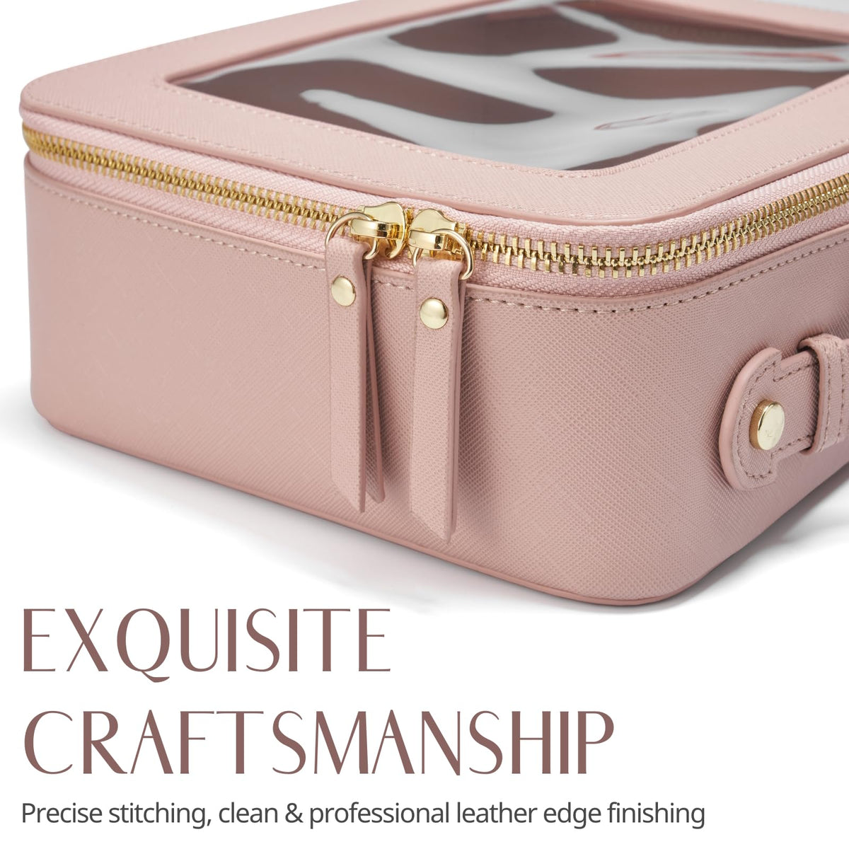 Popvibe Clear Makeup Bag Set with various makeup products inside