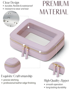 Popvibe Clear Makeup Bag showing waterproof material