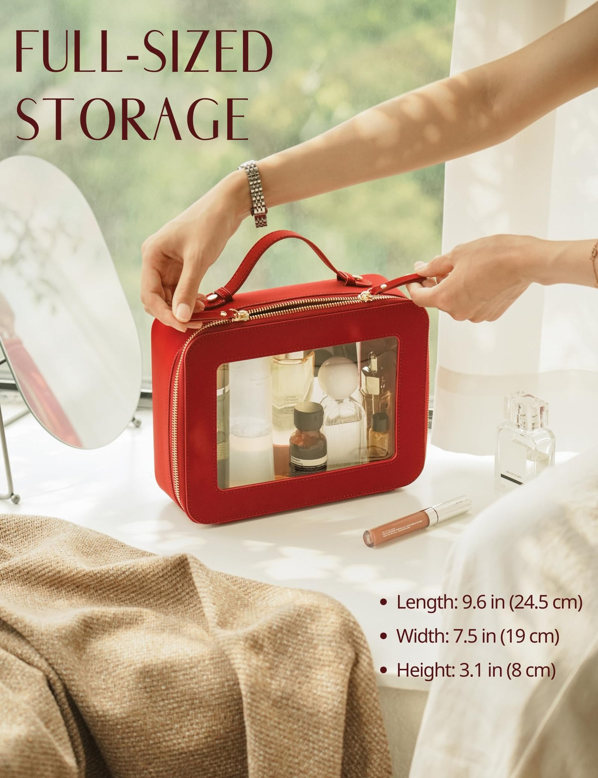 Popvibe Clear Makeup Bag side view demonstrating spaciousness