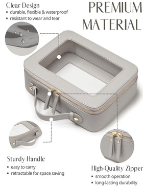 Popvibe Clear Makeup Bag side view showing clear panel