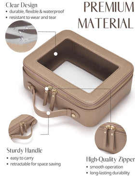 Popvibe Clear Makeup Bag side view showing zipper