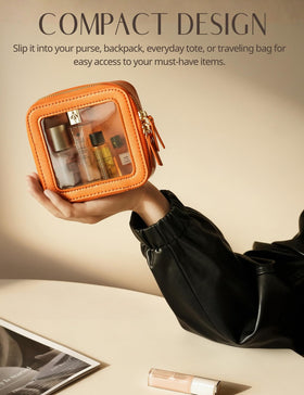 Popvibe Clear Makeup Bag side view with compact dimensions