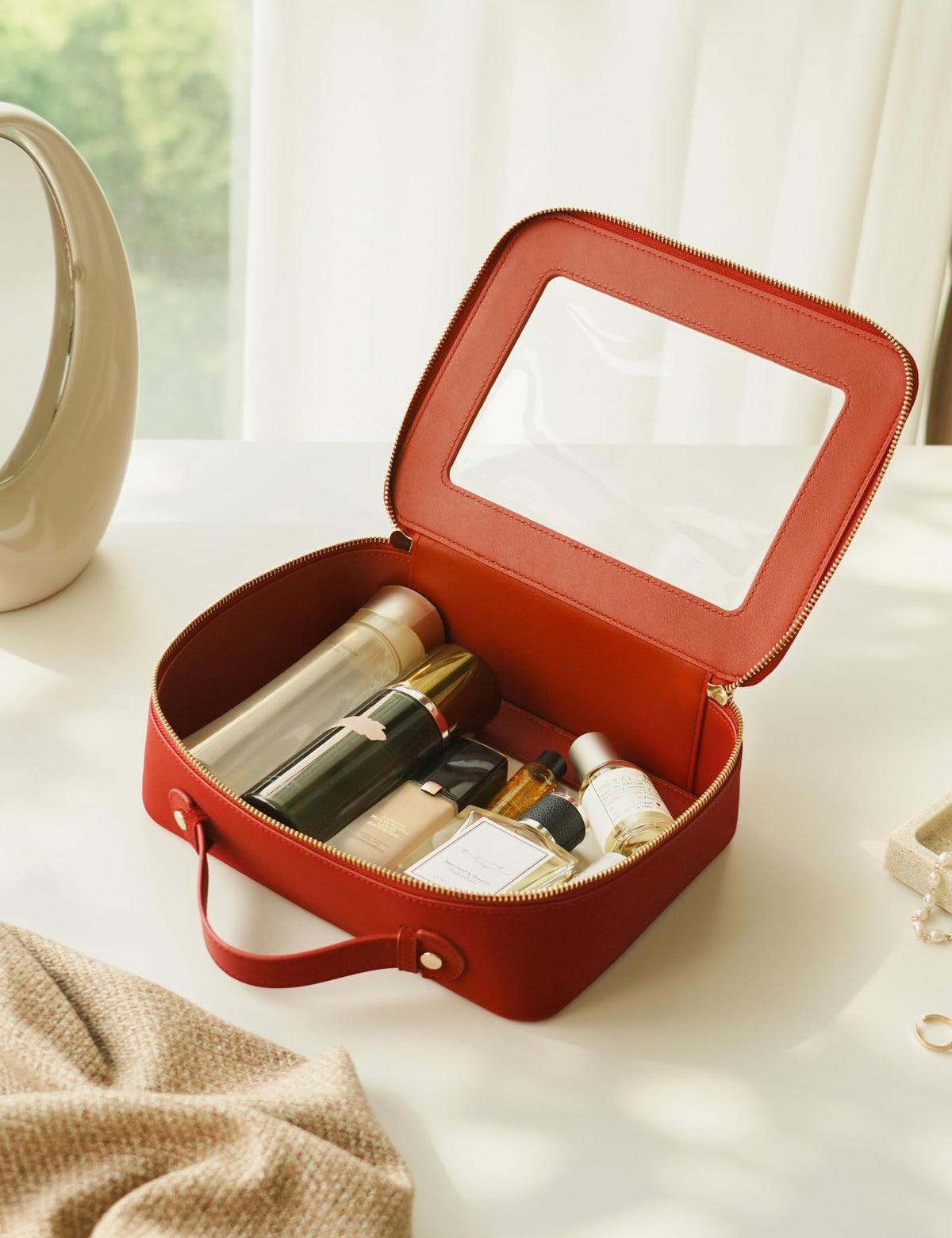 Popvibe Clear Makeup Bag used for organizing tech accessories
