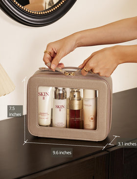 Popvibe Clear Makeup Bag with cosmetics inside