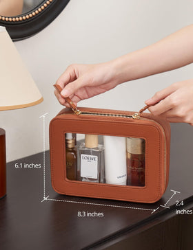 Popvibe Clear Makeup Bag with light gold hardware