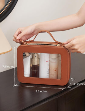 Popvibe Clear Makeup Bag with light gold hardware accents