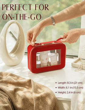 Popvibe Clear Makeup Bag with smooth zipper and gold hardware