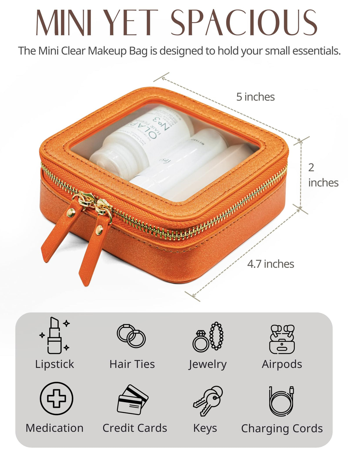 Popvibe Clear Makeup Bag with visible organizational layout
