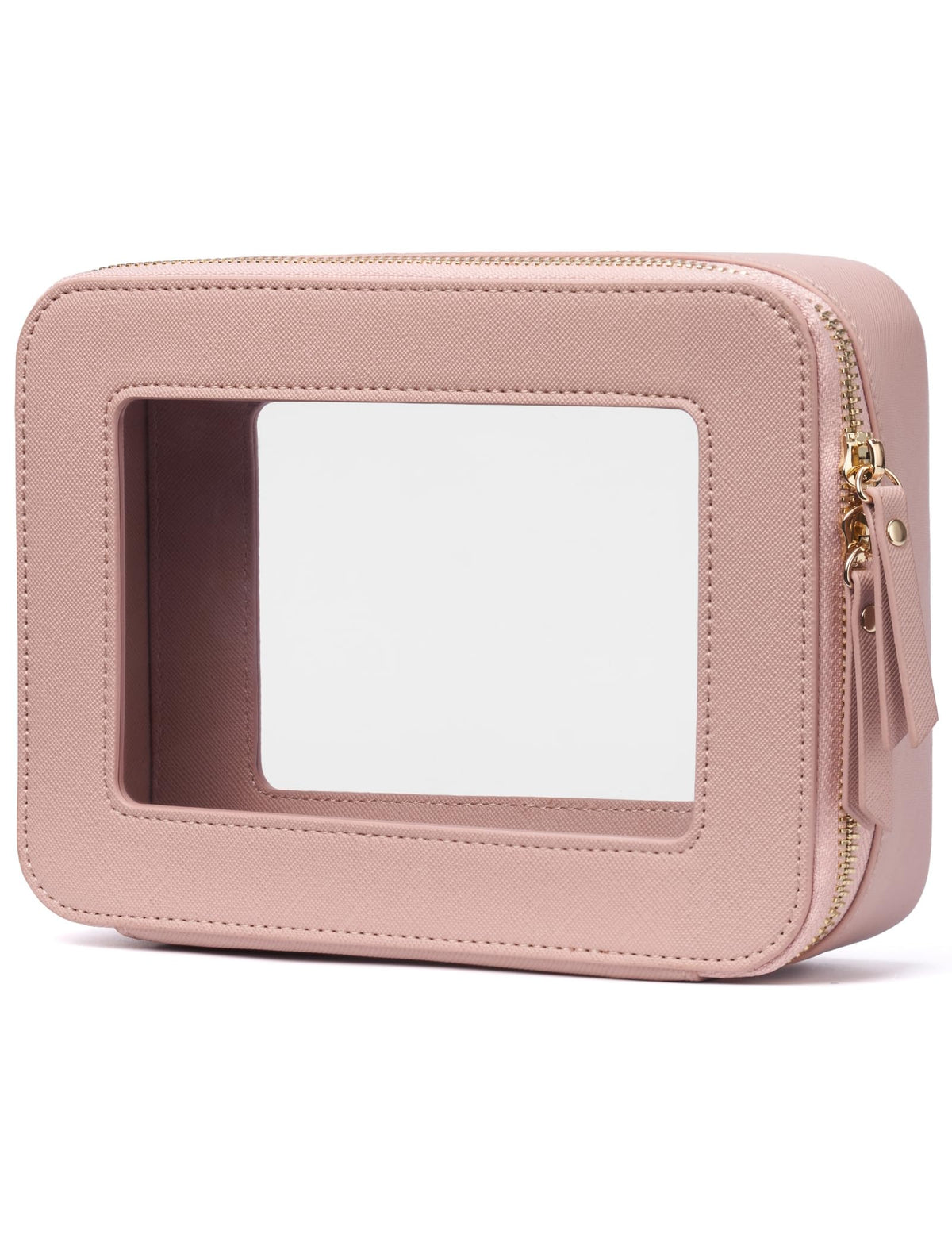 Popvibe Clear Makeup Case front view in pink
