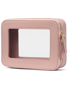 Popvibe Clear Makeup Case front view in pink