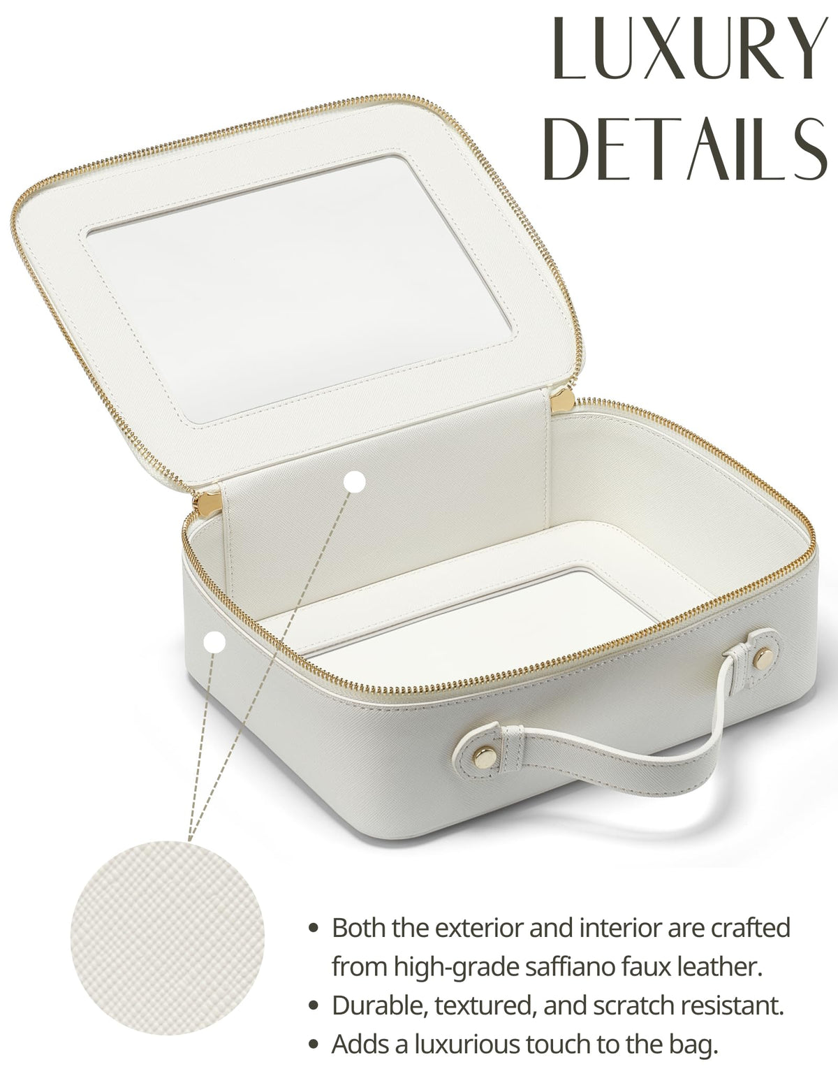Popvibe Clear Makeup Case in a travel setting with cosmetics