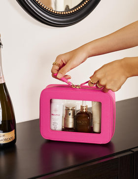 Popvibe Clear Makeup Case Medium Bag with tech accessories