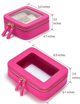 Popvibe Clear Makeup Case Mini Bag Hot Pink front view