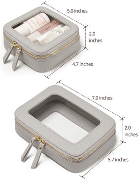 Popvibe Clear Makeup Case Mini Size in Beige Grey