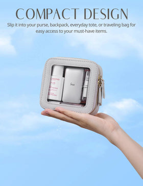 Popvibe Clear Makeup Case next to tech accessories