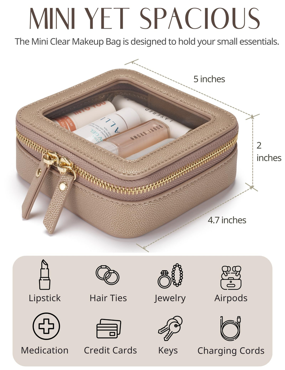 Popvibe Clear Makeup Case on a travel bag background