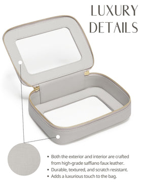 Popvibe Clear Makeup Case open with cosmetics inside