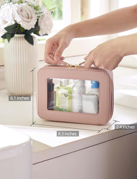 Popvibe Clear Makeup Case open with makeup items inside