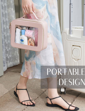 Popvibe Clear Makeup Case Set dimensions shown with ruler