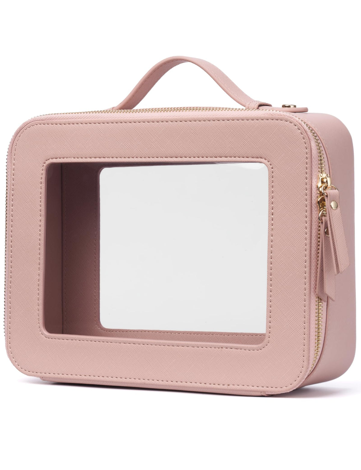 Popvibe Clear Makeup Case Set front view in pink