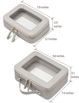 Popvibe Clear Makeup Case Set large bag beige grey side view