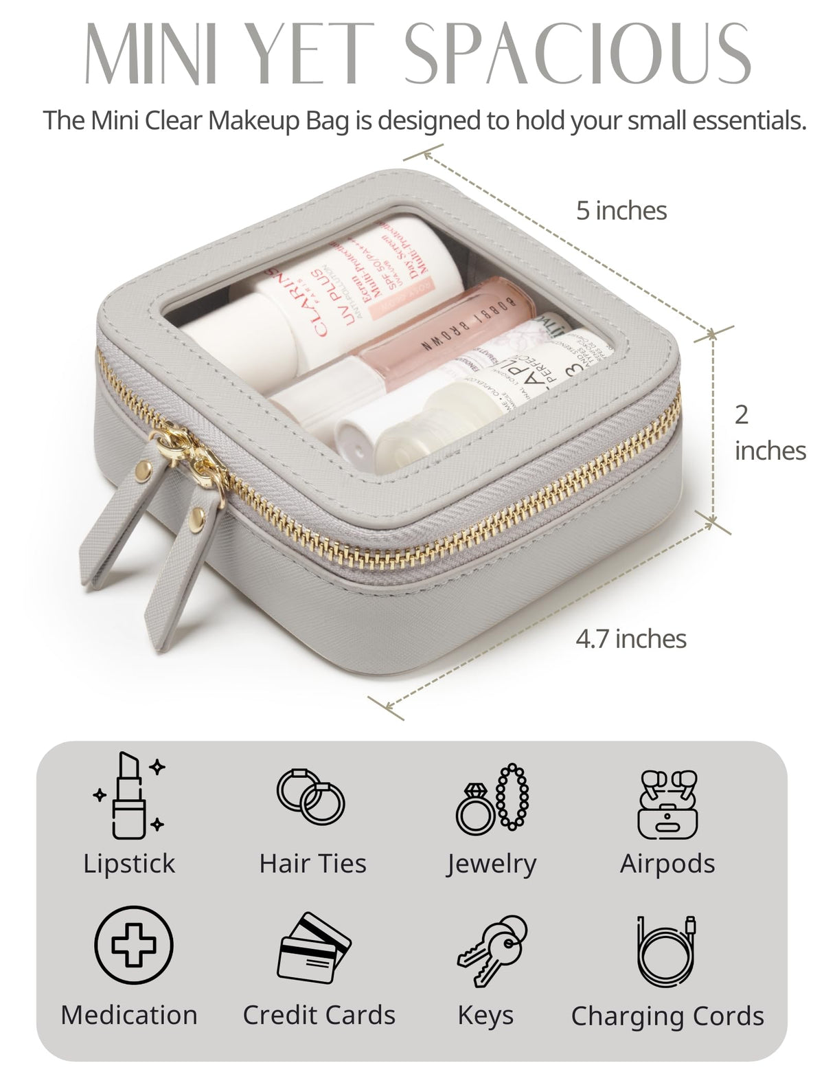 Popvibe Clear Makeup Case set on a travel bag
