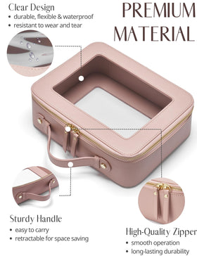 Popvibe Clear Makeup Case Set side view showing zipper