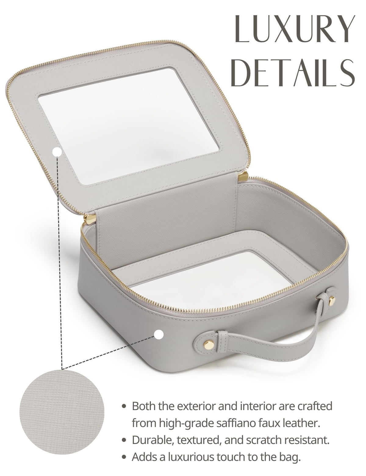 Popvibe Clear Makeup Case Set with elegant light gold accents