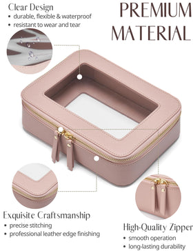 Popvibe Clear Makeup Case side view showing zipper