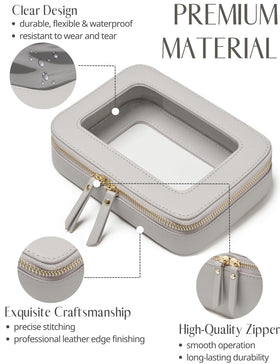 Popvibe Clear Makeup Case with smooth zipper and gold hardware