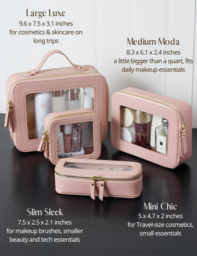 Popvibe Clear Makeup Case with various small items inside