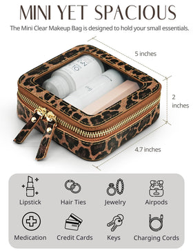 Popvibe Clear Mini Makeup Bag leopard print in purse