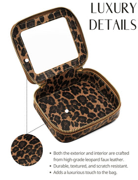 Popvibe Clear Mini Makeup Bag leopard print inside view
