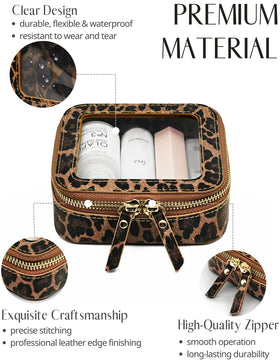 Popvibe Clear Mini Makeup Bag leopard print side view