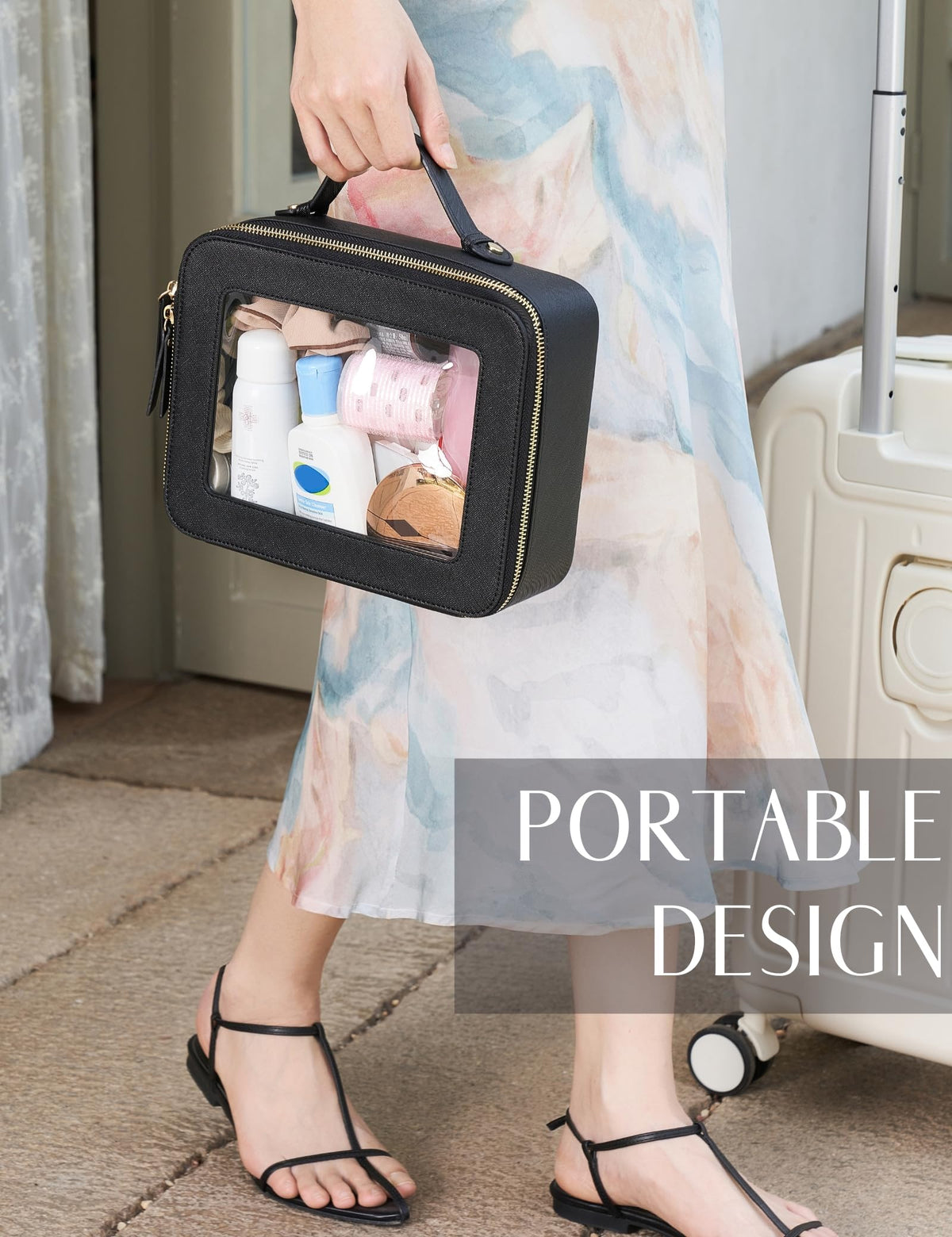 Popvibe Clear Toiletry Bag in a travel setting