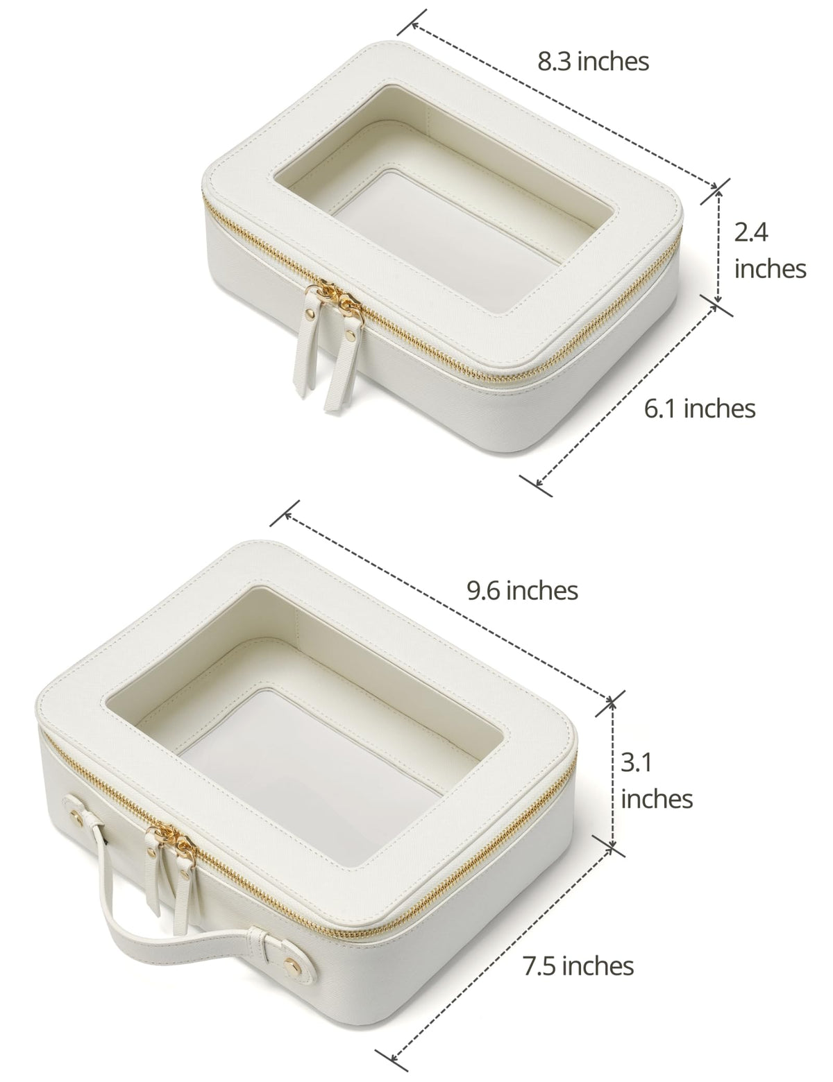 Popvibe Clear Toiletry Bag medium size measuring 8.3'' x 6.1'' x 2.4''
