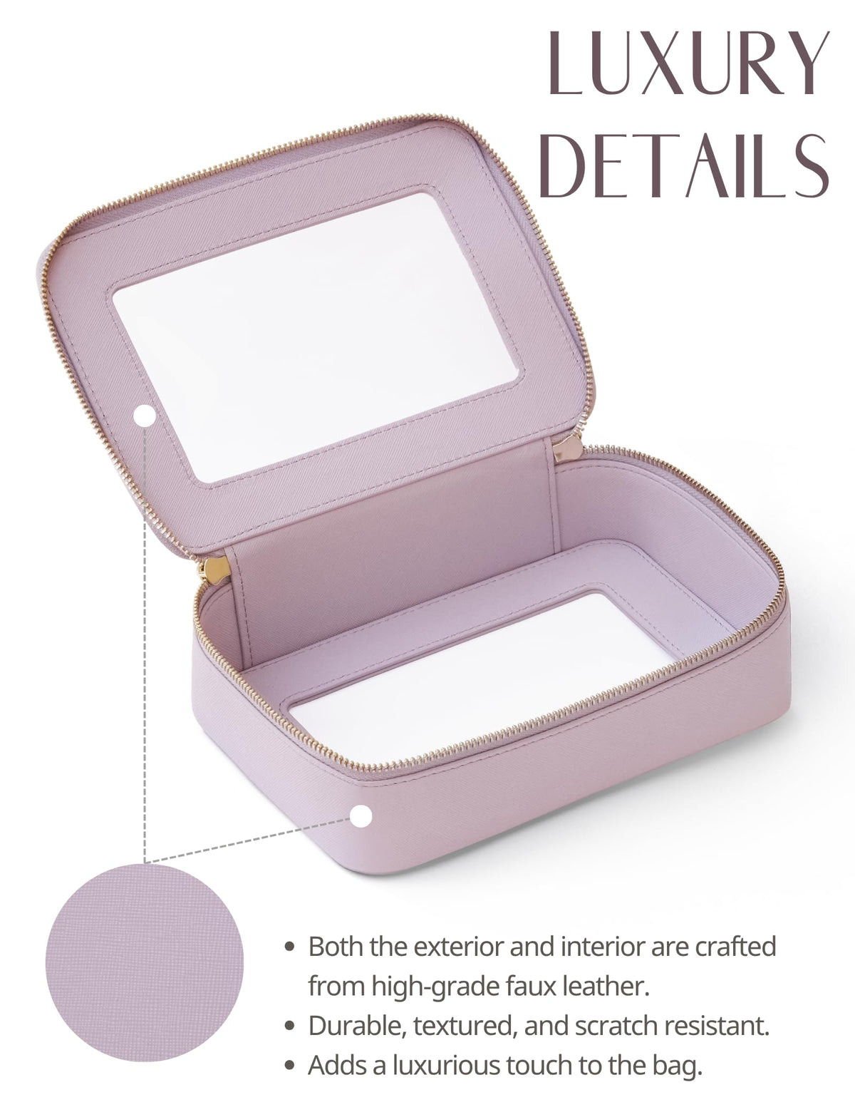 Popvibe clear toiletry bag on a travel suitcase