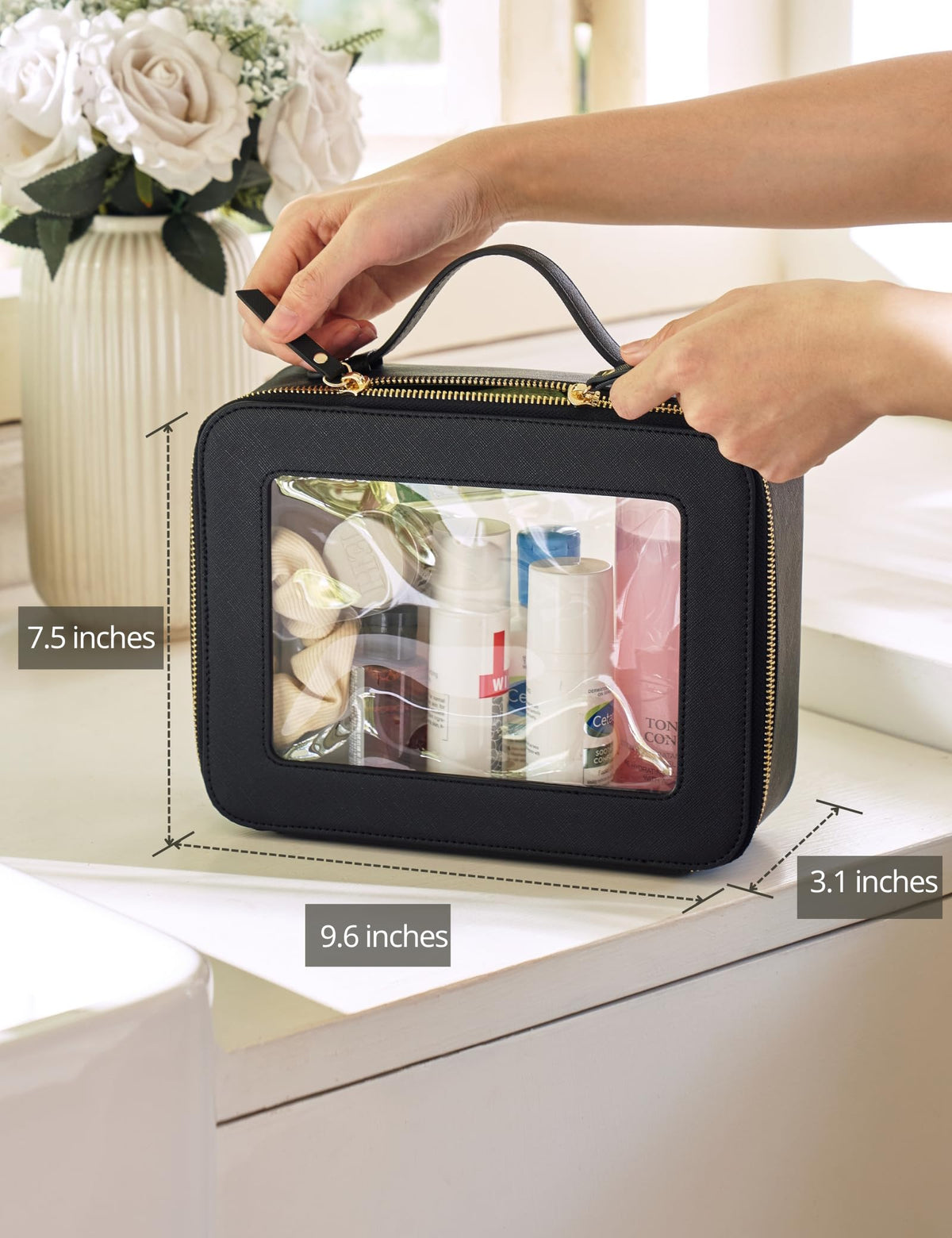 Popvibe Clear Toiletry Bag open showing interior