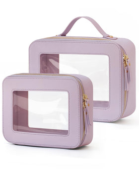 Popvibe Clear Toiletry Bag Set front view showing both sizes