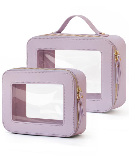 Popvibe Clear Toiletry Bag Set front view showing both sizes
