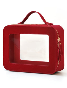 Popvibe Clear Toiletry Bag Set, medium and large sizes in red