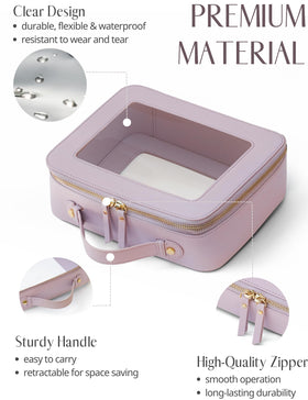 Popvibe Clear Toiletry Bag Set showing zipper and hardware
