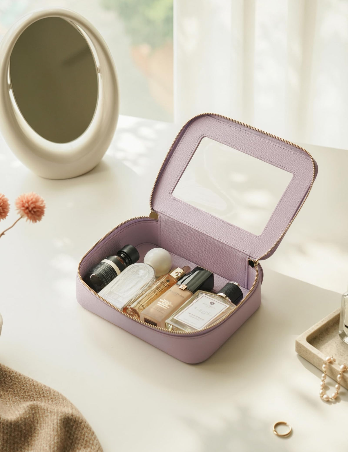 Popvibe Clear Toiletry Bag Set side view with both bags