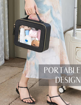 Popvibe Clear Toiletry Bag set with makeup products inside