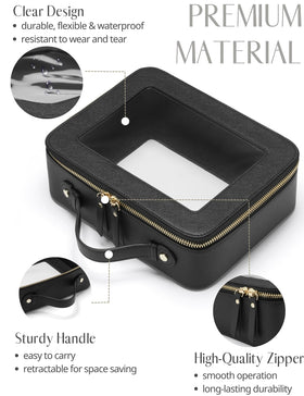 Popvibe Clear Toiletry Bag side view with zipper